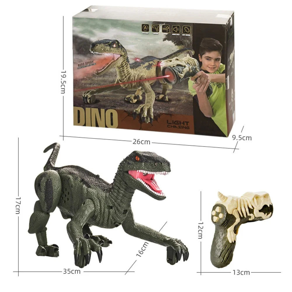 SM015S Electrical Spray Mist Dinosaur Remote Control Walking Light Sound Dinosaur Model Toy Boys Children Gift - Green - 6