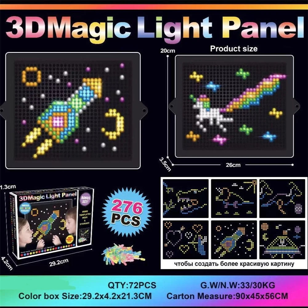276PCS Children Educational Building Blocks Kids DIY 3D Magic Light LED Panel Construction Toys - 2