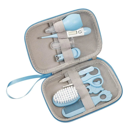 JC08  8-in-1 Baby Nail Clipper Kit Thermometer Nasal Aspirator Comb Brush Infant Baby Nail Care Set - Blue - 1