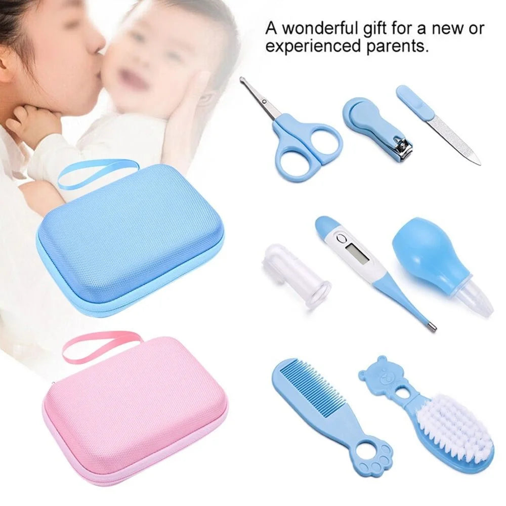 JC08  8-in-1 Baby Nail Clipper Kit Thermometer Nasal Aspirator Comb Brush Infant Baby Nail Care Set - Blue - 3