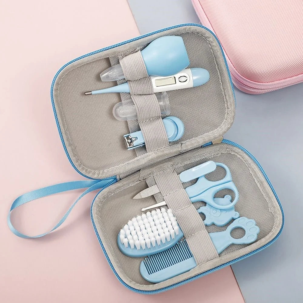 JC08  8-in-1 Baby Nail Clipper Kit Thermometer Nasal Aspirator Comb Brush Infant Baby Nail Care Set - Blue - 4