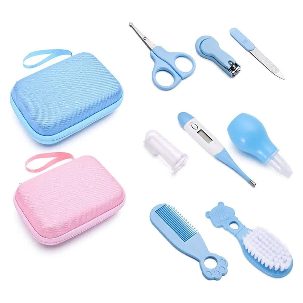 JC08  8-in-1 Baby Nail Clipper Kit Thermometer Nasal Aspirator Comb Brush Infant Baby Nail Care Set - Blue - 5