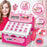 Kids Shopping Cash Register Toy Mini Supermarket Set Simulation Food Calculation Checkout Counter Pretend Play Toy - Pink - 3