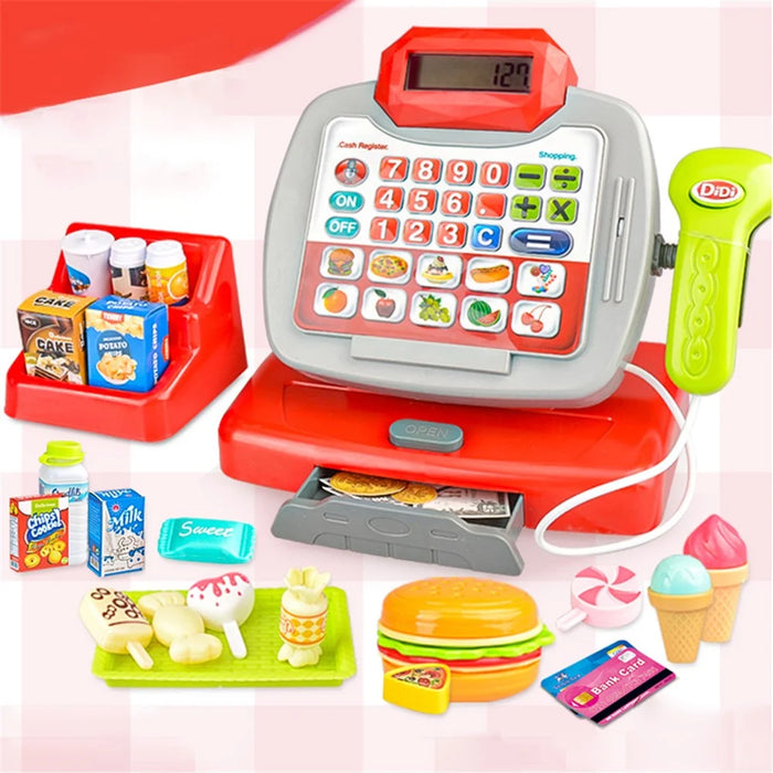 Children Pretend Play Supermarket Cash Register Set Mini Store Checkout Counter Toy with Sound Effect - 5