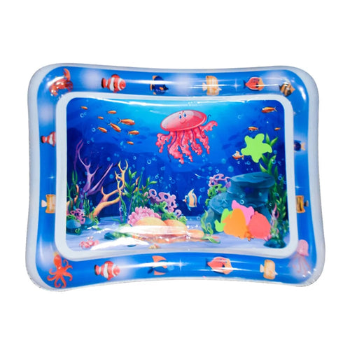 YX-007 Kids Water Mat Fun Time Play Activity Center Square Mat for Kids and Toddlers Baby Toys - Red Jellyfish - 1