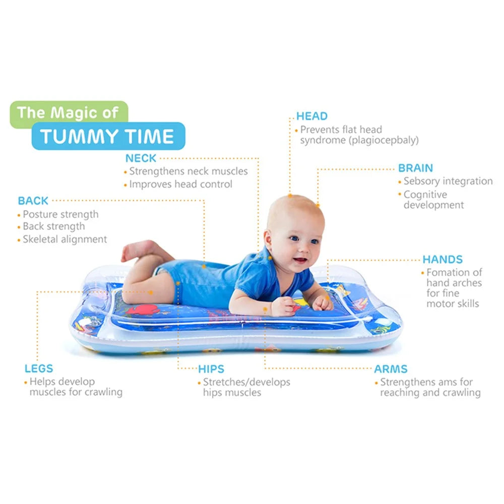 YX-007 Kids Water Mat Fun Time Play Activity Center Square Mat for Kids and Toddlers Baby Toys - Red Jellyfish - 3