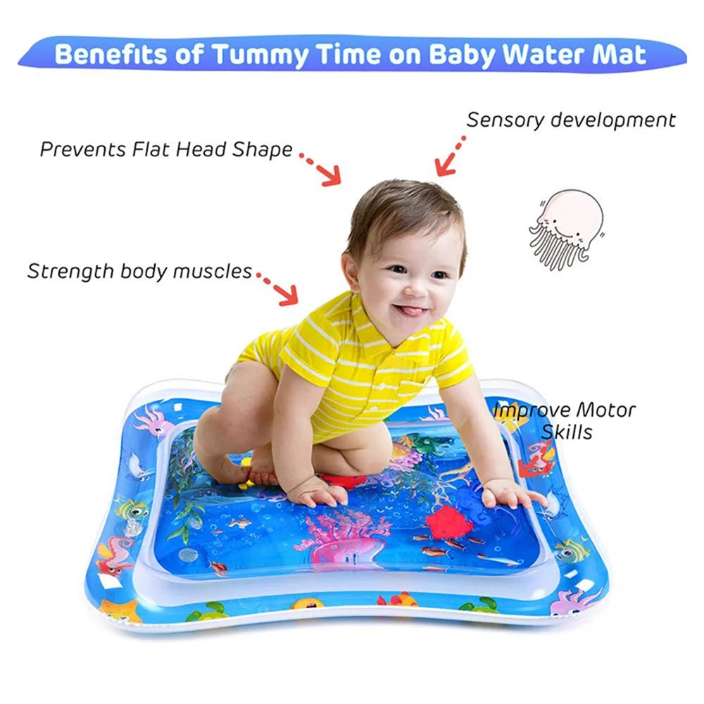 YX-007 Kids Water Mat Fun Time Play Activity Center Square Mat for Kids and Toddlers Baby Toys - Red Jellyfish - 4