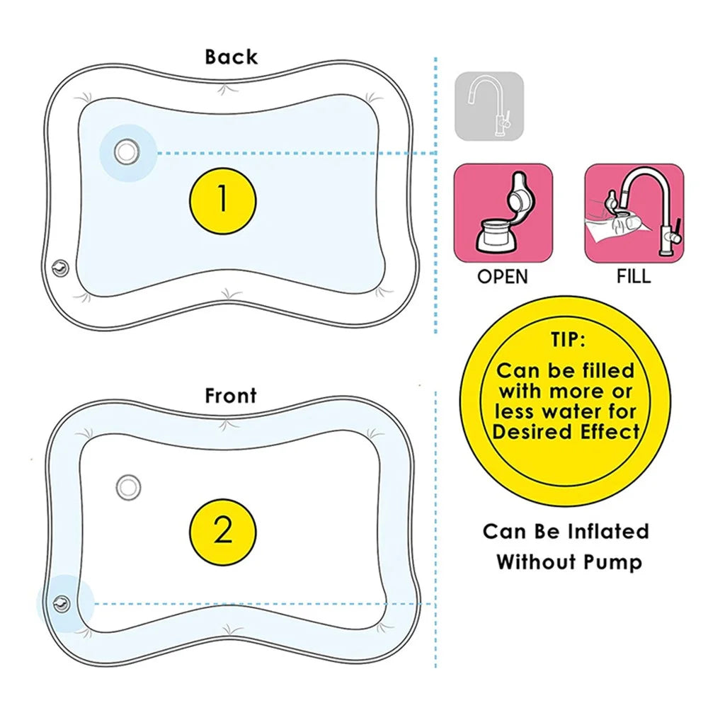 YX-007 Kids Water Mat Fun Time Play Activity Center Square Mat for Kids and Toddlers Baby Toys - Red Jellyfish - 7