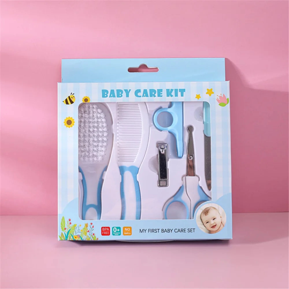 6Pcs / Set Baby Healthcare Nail Care Kit Safe Newborn Nursery Care Set Infant Baby Girl Boy Gift (Dual-colored) - Blue - 7