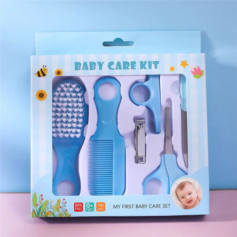 6Pcs / Set Baby Nail Care Set Toddler Nail Clippers Scissors Tweezers Nail File Kit New Mom Gift (Single-colored) - Blue - 1