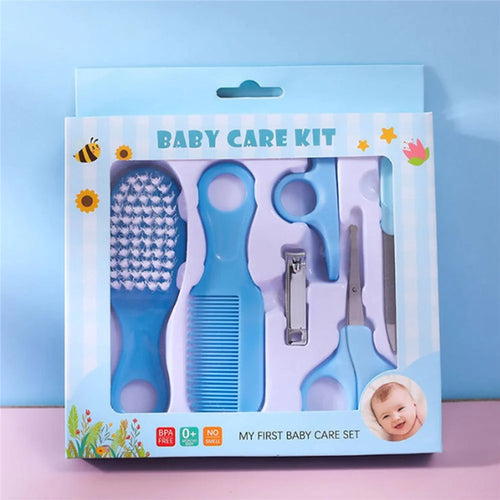 6Pcs / Set Baby Nail Care Set Toddler Nail Clippers Scissors Tweezers Nail File Kit New Mom Gift (Single-colored) - Blue - 1
