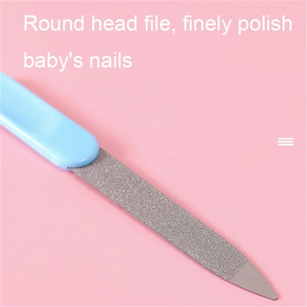 6Pcs / Set Baby Nail Care Set Toddler Nail Clippers Scissors Tweezers Nail File Kit New Mom Gift (Single-colored) - Blue - 3