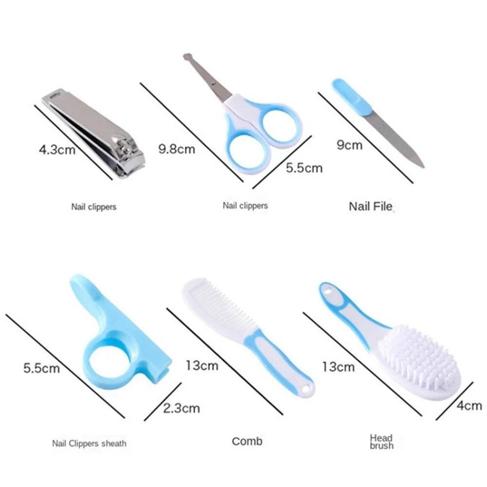 6Pcs / Set Baby Nail Care Set Toddler Nail Clippers Scissors Tweezers Nail File Kit New Mom Gift (Single-colored) - Blue - 7