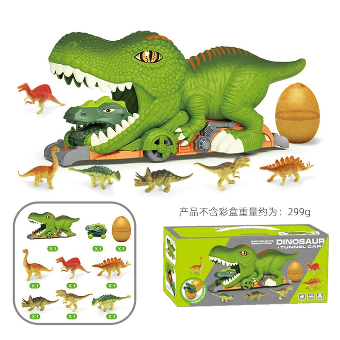 P878 Kids Dinosaur Tunnel Car Toy Set Toddlers Boys Educational Toy Dinosaur Egg Vehicle Playset Push to Slide - 3