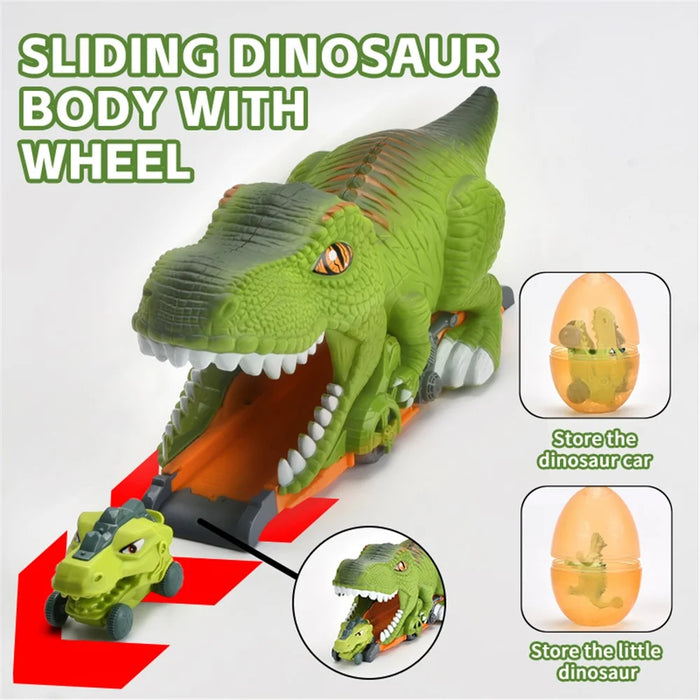 P878 Kids Dinosaur Tunnel Car Toy Set Toddlers Boys Educational Toy Dinosaur Egg Vehicle Playset Push to Slide - 4