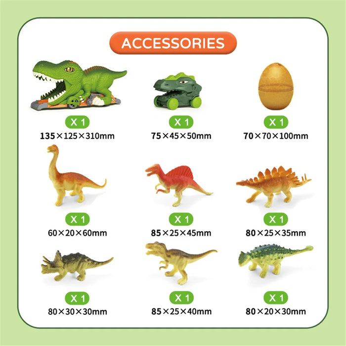 P878 Kids Dinosaur Tunnel Car Toy Set Toddlers Boys Educational Toy Dinosaur Egg Vehicle Playset Push to Slide - 6