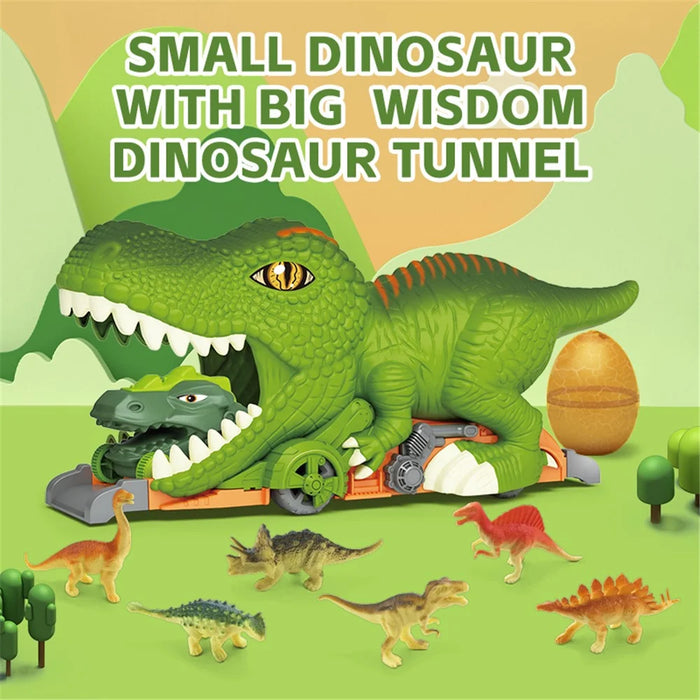 P878 Kids Dinosaur Tunnel Car Toy Set Toddlers Boys Educational Toy Dinosaur Egg Vehicle Playset Push to Slide - 7