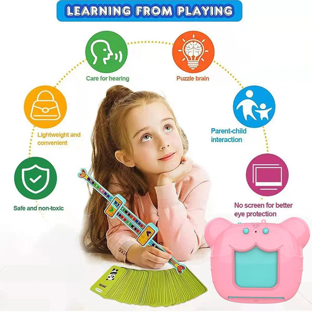 M2 Tiger Shape Kids Toys Flash Cards Educational Toys for Children, 112Pcs 224 Words Speech Therapy Learning Toys - Pink - 4