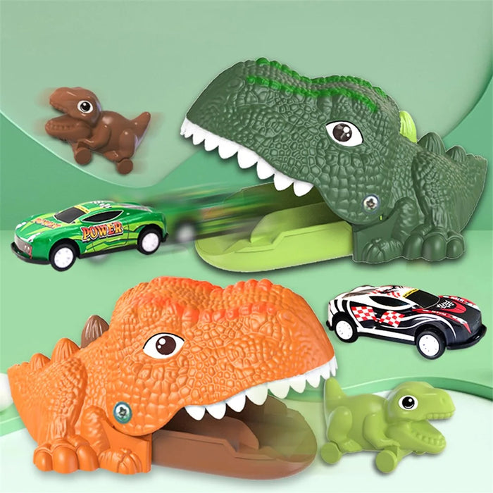 JJ910 Press Ejection Dinosaur Pull Back Car Dinosaur Animal Catapult Launcher Kids Toy - Green - 5