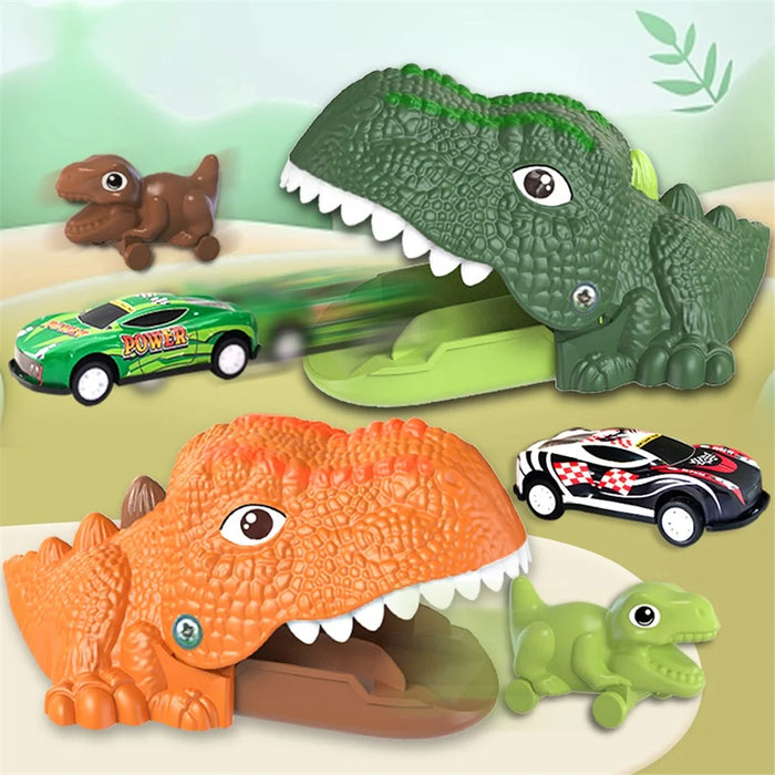 JJ910 Press Ejection Dinosaur Pull Back Car Dinosaur Animal Catapult Launcher Kids Toy - Green - 6