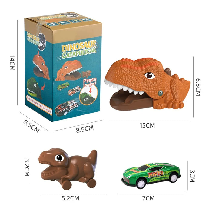 JJ910 Press Ejection Dinosaur Pull Back Car Dinosaur Animal Catapult Launcher Kids Toy - Green - 7