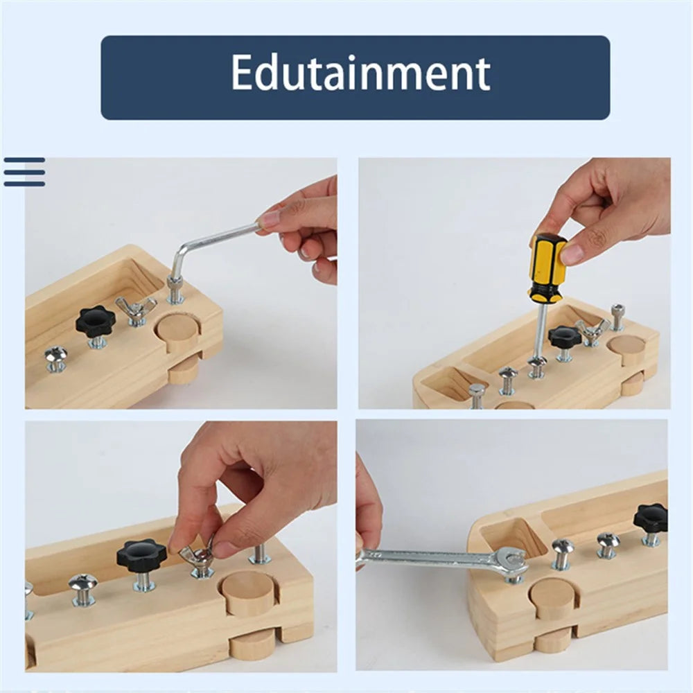 Wooden Busy Bus Screw Bolt Children Game Set Preschool Teaching Kids Early Educational Toy ST - 5