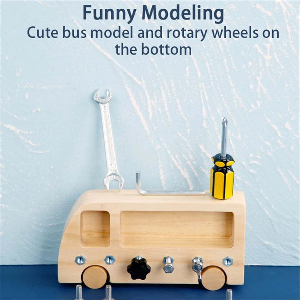 Wooden Busy Bus Screw Bolt Children Game Set Preschool Teaching Kids Early Educational Toy ST - 6