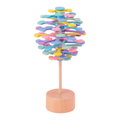 Wooden Spiral Toy Stress Relief Colorful Rotating Spinning Decorative Toy ST - Macaroon Color - 1