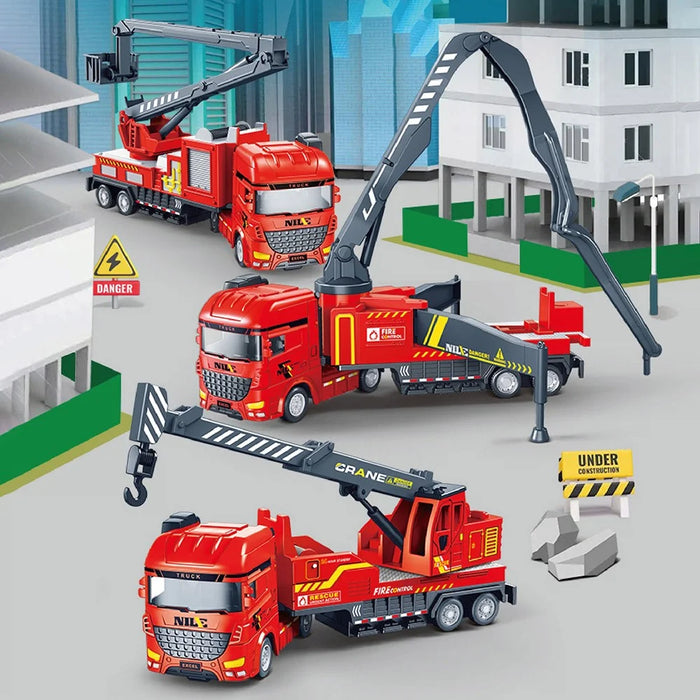 Crane Fire Control Truck Construction Vehicle Model Early Educational Kids Toy - Rescue Truck - 4