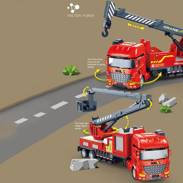 Crane Fire Control Truck Construction Vehicle Model Early Educational Kids Toy - Rescue Truck - 5