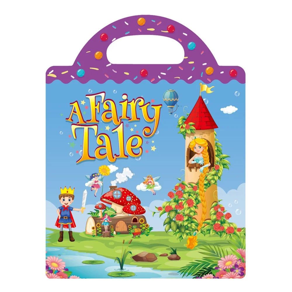 Reusable Sticker Book for Kids Ages 3+ Preschool Learning Activity Quiet Busy Book Toddler Travel Toys Educational Gifts - Fairy Tale - 1