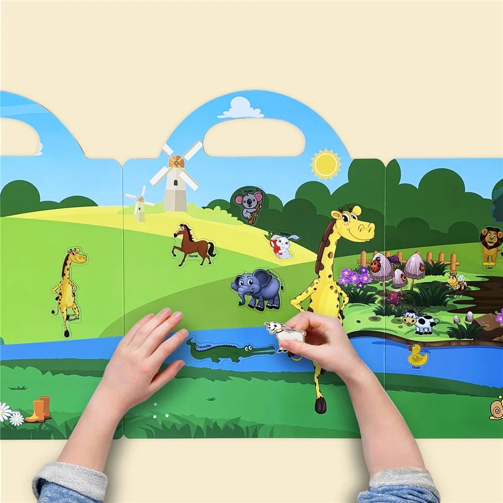 Reusable Sticker Book for Kids Ages 3+ Preschool Learning Activity Quiet Busy Book Toddler Travel Toys Educational Gifts - Fairy Tale - 5