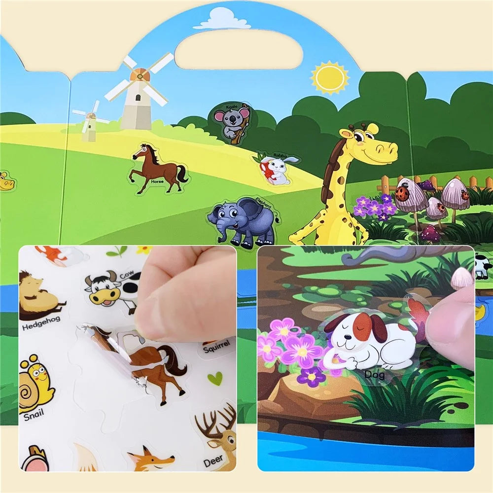 Reusable Sticker Book for Kids Ages 3+ Preschool Learning Activity Quiet Busy Book Toddler Travel Toys Educational Gifts - Fairy Tale - 6