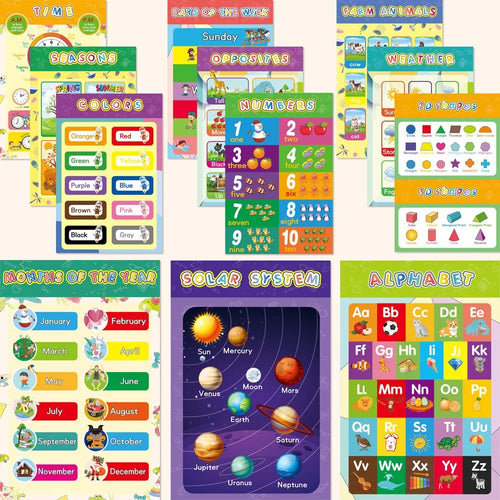 16 Sheets Children's Early Education Wall Posters Homeschool Supplies Wall Posters Decorative Gift Painting - 1