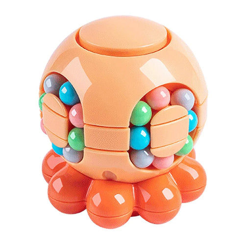 Magic Bean Puzzle Toy Octopus Rotating Magic Cube Stress Relief Educational Toys for Adults Kids, Size: S - Orange - 1