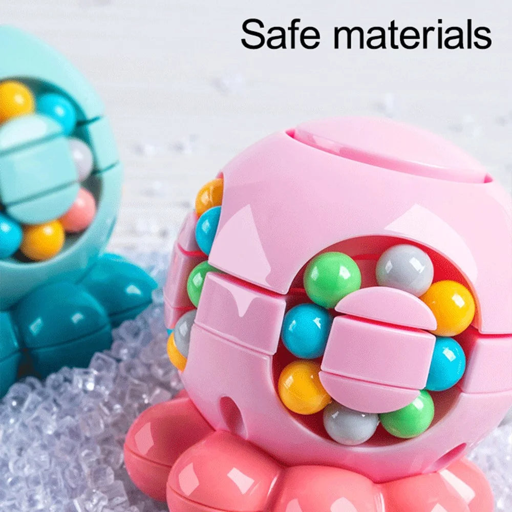 Magic Bean Puzzle Toy Octopus Rotating Magic Cube Stress Relief Educational Toys for Adults Kids, Size: S - Orange - 3
