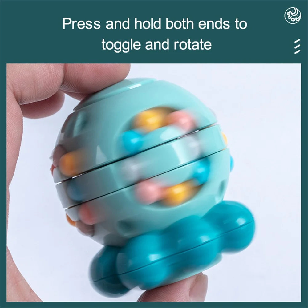 Magic Bean Puzzle Toy Octopus Rotating Magic Cube Stress Relief Educational Toys for Adults Kids, Size: S - Orange - 5
