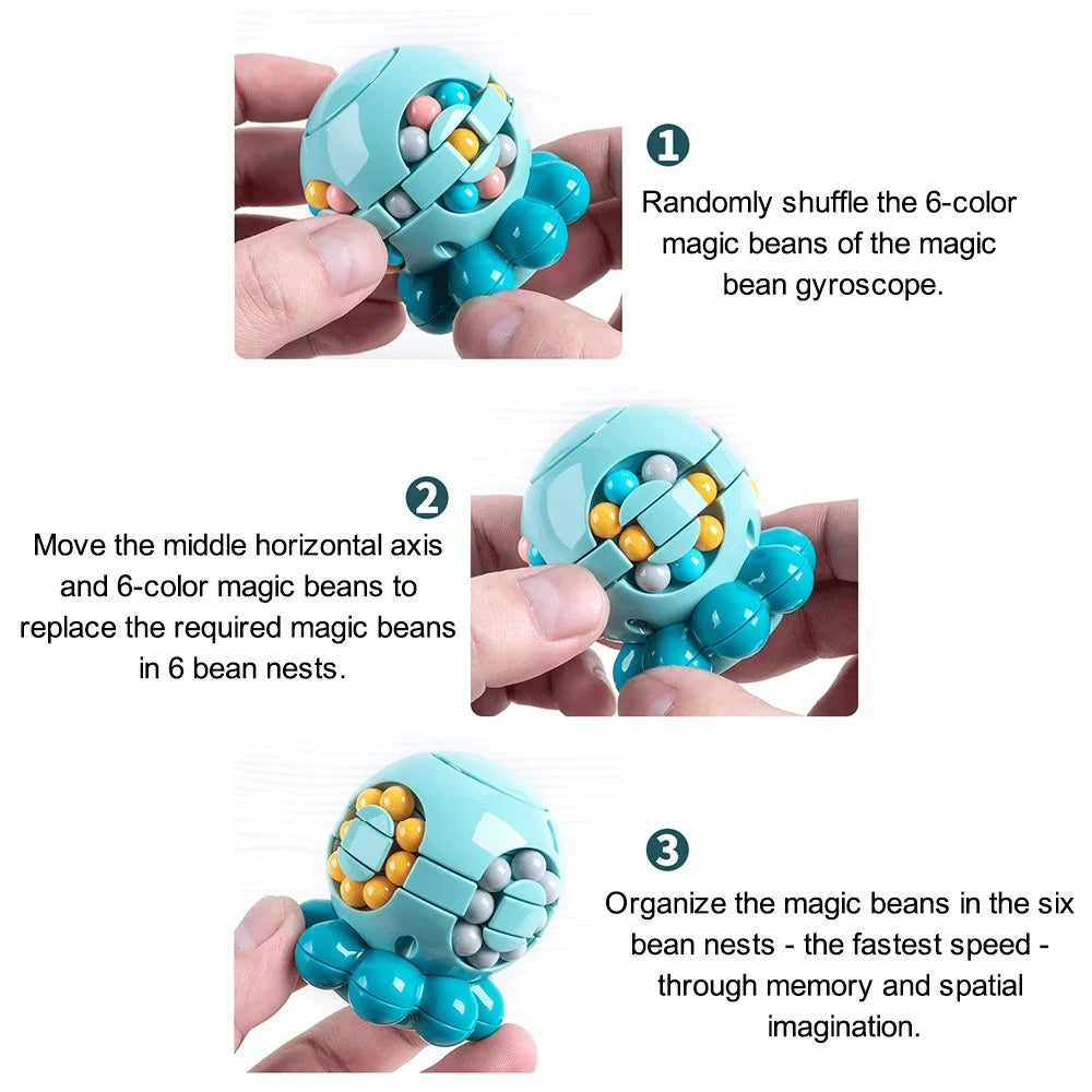 Magic Bean Puzzle Toy Octopus Rotating Magic Cube Stress Relief Educational Toys for Adults Kids, Size: S - Orange - 6