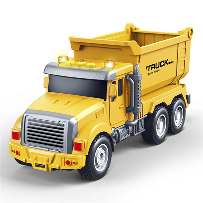 Children Friction Engineering Vehicle Kids Plastic Truck Model Toy with Light and Sound - Dump Truck - 1