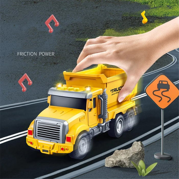 Children Friction Engineering Vehicle Kids Plastic Truck Model Toy with Light and Sound - Dump Truck - 2