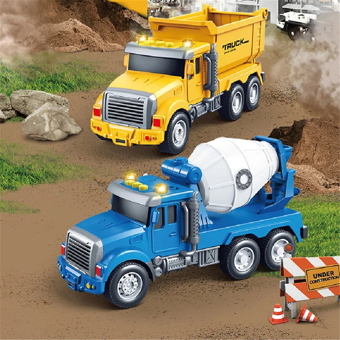 Children Friction Engineering Vehicle Kids Plastic Truck Model Toy with Light and Sound - Dump Truck - 5