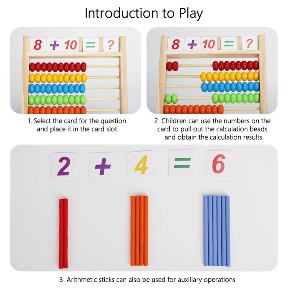 QITONGBAO Multicolor Learning Number Abacus Stand Children Educational Development Math Game Toy - 3