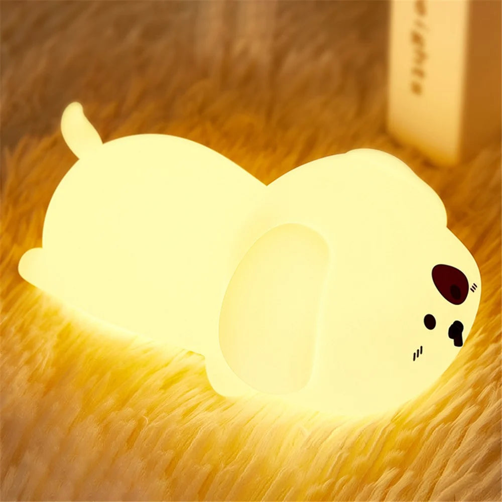 Cute Dog Touch Night Lamp Bedroom Decoration LED Light USB Charging Bedside Tap Lamp - 3