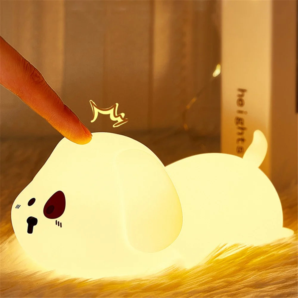 Cute Dog Touch Night Lamp Bedroom Decoration LED Light USB Charging Bedside Tap Lamp - 4
