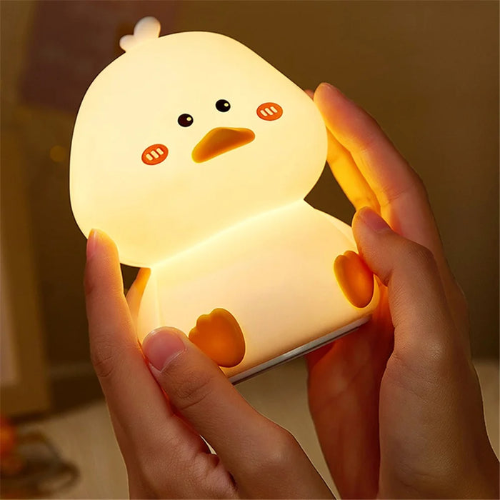Bedroom Colorful Light Mini Duck Shape Bedside Tap Lamp USB Charging LED Night Light - 3