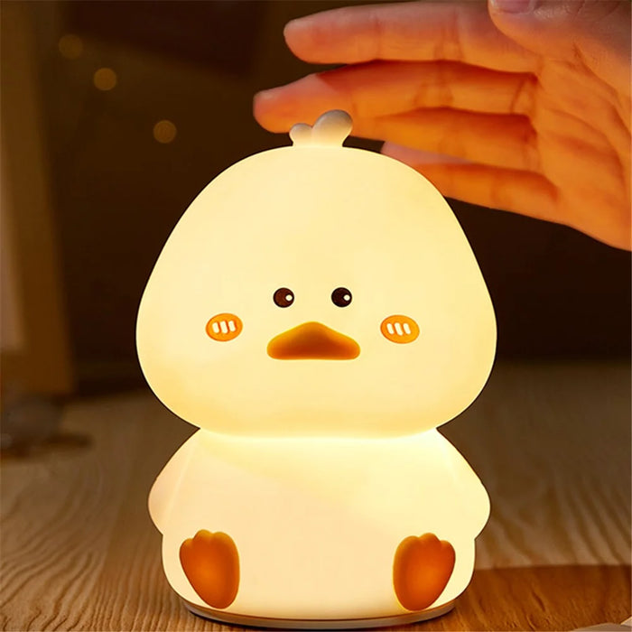 Bedroom Colorful Light Mini Duck Shape Bedside Tap Lamp USB Charging LED Night Light - 4