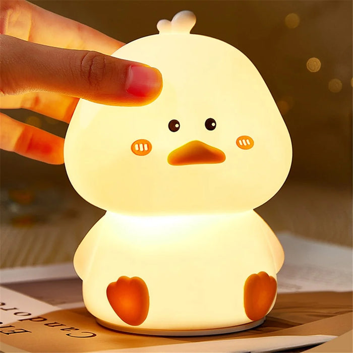 Mini Duck Shape Bedside Tap Lamp USB Charging Bedroom Colorful LED Night Light with Remote Control - 2