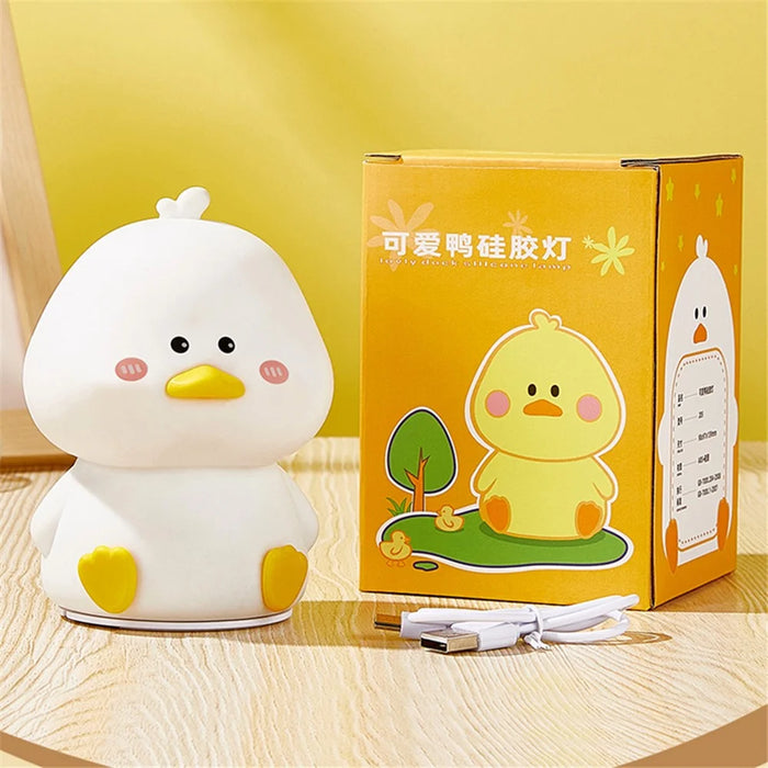 Mini Duck Shape Bedside Tap Lamp USB Charging Bedroom Colorful LED Night Light with Remote Control - 6