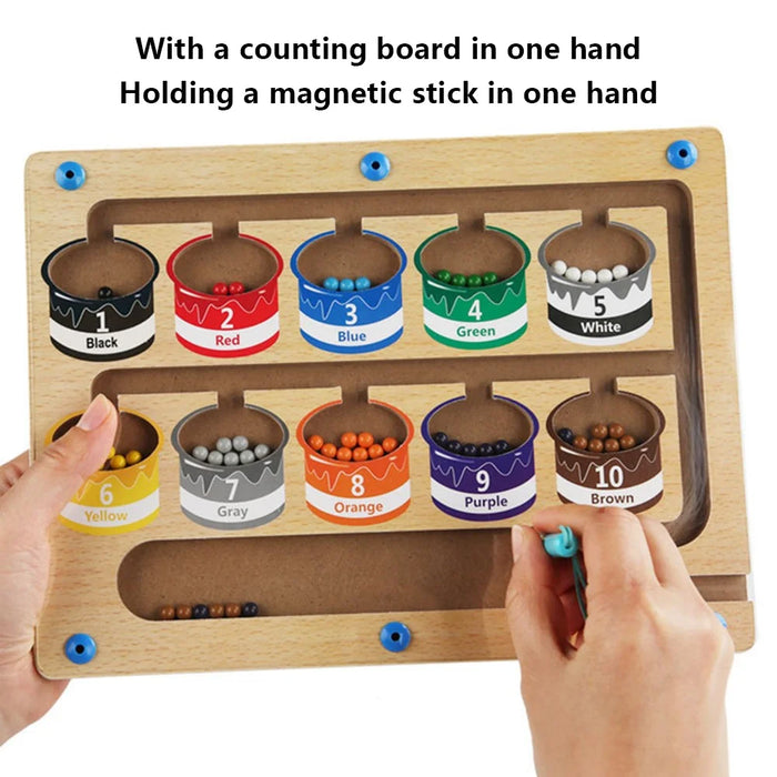 Wooden Magnetic Colorful Beads Number Maze Counting Game Kids Color Recognition Educational Toy - Style A - 3