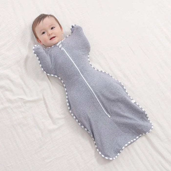 AB01 Cotton Baby Swaddle Infant Anti-kicking Zipper Sleeping Bag, Size L - Grey - 2